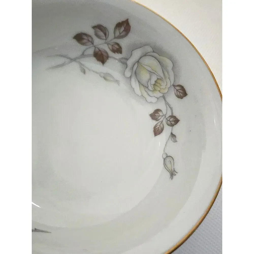 Johann Haviland Bavaria Germany Set/6 Berry Dessert Bowls Floral Rose Gold Trim